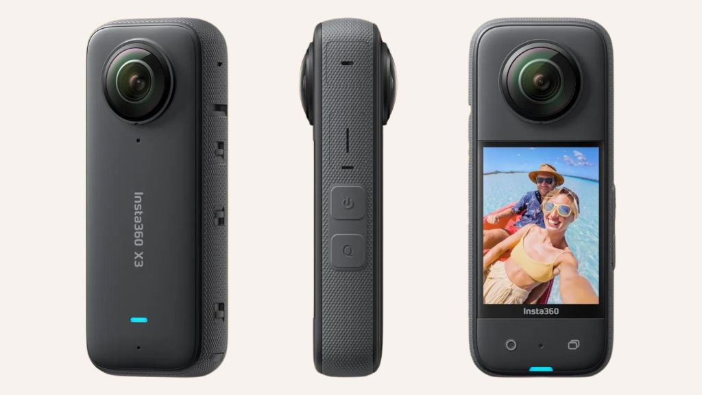 Insta360 X3 Action Camera in a beige background