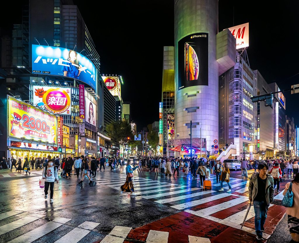 Crowd at Shibuya Scramble Crossing in Tokyo, Japan