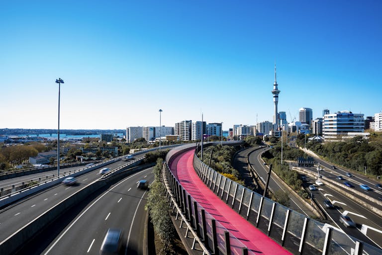 The Lightpath in the Middle of the Freeway in Auckland