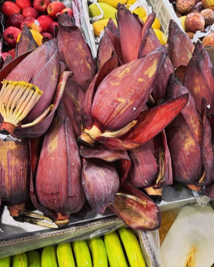 Fresh Banana Flower fruit at the Tekka Centre in Singapore