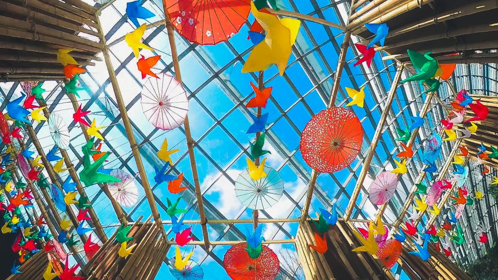 Crane Installation inside the Flower Dome, Gardens by the Bay