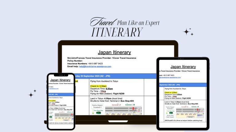 Sample travel itinerary