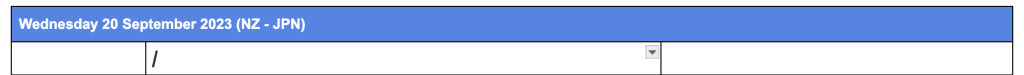 Travel planning table example from Google Docs