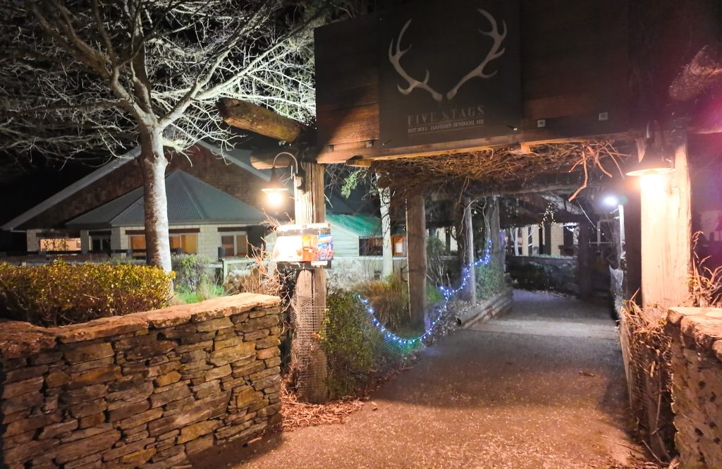 Entrance to The Five Stags Restaurant and Bar in Hanmer Springs
