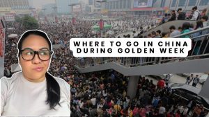 Crowded scene during Golden Week in China.