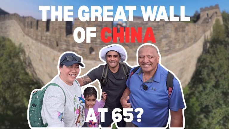 Family visiting the Great Wall of China
